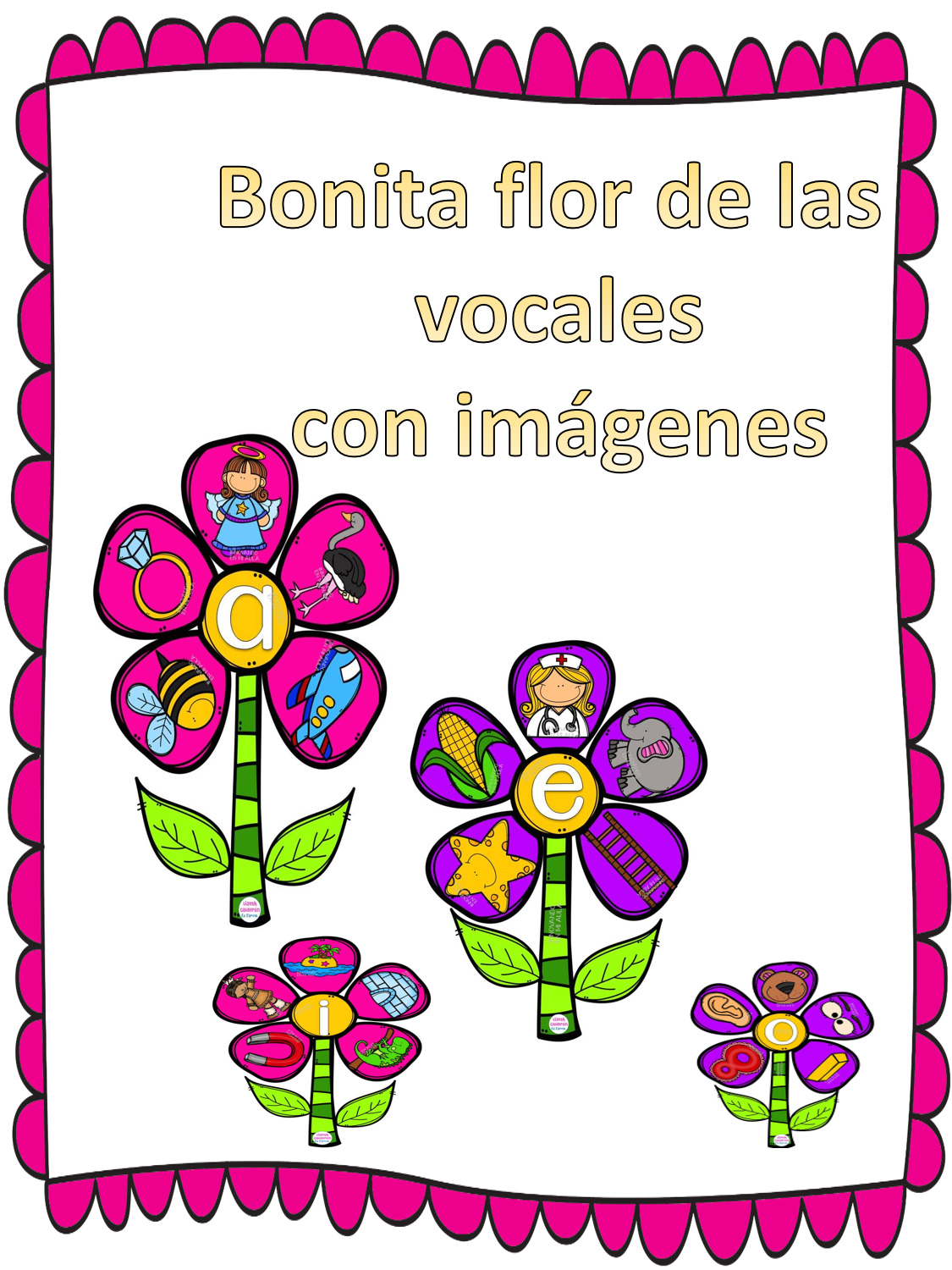 Bonita flor de las vocales con imágenes | Material Didáctico y Planeaciones