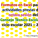 Formatos en Excel para las actividades previas de la octava sesión del Consejo Técnico Escolar del ciclo escolar 2021 – 2022